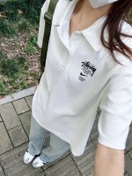 顶级品质 斯图西Stussy联名耐克Nike印花短袖百搭T恤polo衫短袖情侣款 面料：重磅290克珠地棉面料质量非常好做过太多polo衫了这是我第一次见到这个