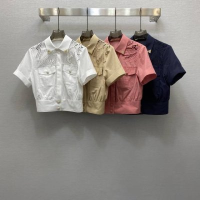 va*25Ss 重工定位刺绣气质翻领金属扣点缀衬衣，高级面料，颜色:图片4色，面料：精纺绣花棉面料 Smlxl