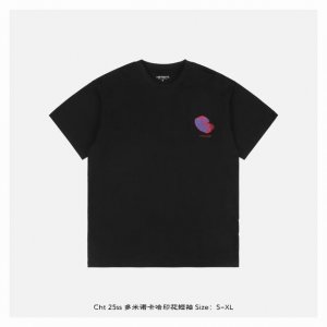 carhartt 卡哈特 25Ss 多米诺卡哈印花短袖 面料采用 克重精梳棉 定制32支1*1螺纹 成衣两遍水洗处理 面料舒适亲肤无异感 定制定染面料 纺织密度
