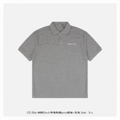 dior 迪奥 25Ss 涂鸦Dio小字母刺绣polo短袖-灰色 原版定制 G全棉朱地布料 螺纹染色原版一致 进口机绣花工艺使得字母标识呈现出细腻 精美的效果