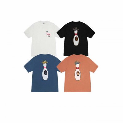 款号Xb2085# Stussy斯图西 Ss25 保龄球短袖T恤男女同款 230克纯棉圆筒布版型 两侧面不带缝线 正确版本与正品相同。区别市场通货。 颜色：白色
