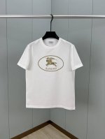 burberry 25春夏新品骑士印花标识短袖T恤，定制80支双股丝光棉面料；黑色 白色 S～Xxxl 可定制4Xl、5Xl