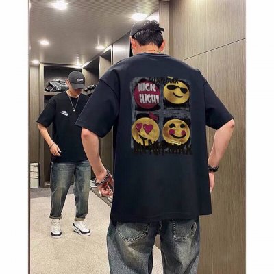 260G重磅纯棉 Nike 耐克 小字母Logo 复古笑脸墨镜 潮牌 短袖T恤 男女同款 半袖 情侣款 面料工艺： 1.260G重磅纯棉，100%棉，恰到好处的
