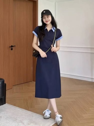 连衣裙 爆款拼接条纹撞色连衣裙 微修身版型 包容性强 超显瘦 显高 百搭时尚减龄 蓝色 S-Xl