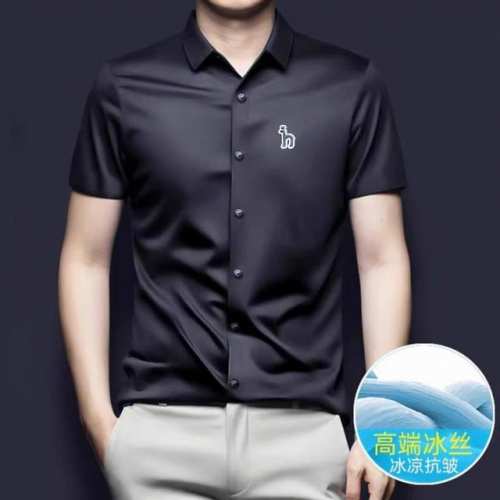 哈吉斯 Hazzys 夏季轻薄冰丝无痕男士抗皱商务修身免烫凉感白短袖衬衫 2025夏季新款无痕压胶短袖衬衫！激光开孔切割，压胶无痕工艺！植物定染弹性无痕面料，丝