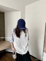 上新 过验版带防伪 -25Ss春夏新款正品级Ny Mlb复古老花插肩袖刺绣圆领情侣短袖Tee- Color：黑 白 Size：S-Xxl 高定40支320克双砂