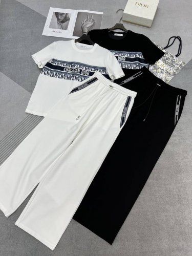高品质Dio* 25Ss新款T桖长裤套装 图案贴布绣花装饰 松紧腰带设计休闲大气 两色四码Smlxl