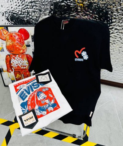带Nfc芯片识别高版本 Evisu 福神2025夏季新款印花休闲宽松情侣款 短袖T恤Dt1007 细节:版本一比一复刻，吊牌 领标 水洗 包装袋。水洗处有Nfc