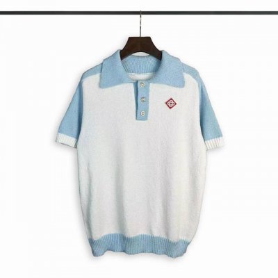 casablanca 24年春夏新款拼色针织短袖polo衫 颜色 浅蓝 绿 码数:M L Xl Xxl