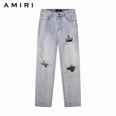 原单 款号：A113 上新 Amiri 新款 水洗破洞拼接高街修身牛仔裤长裤- Amiri音译为埃米尔，是创始人的名字，Amiri的创始人Mike Amiri从