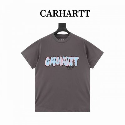 Carhartt Wi p 春夏新款涂鸦字母渐变图案印花短袖T恤，宽松休闲版型 浓郁的街头风格 简约时尚 胸前彩色的大号Carhartt字母印花 色彩渐变而斑斓