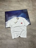Gucci古驰经典徽标刺绣Logo圆领情侣织带短袖T恤-顶级高端品质 Color：白色 黑色 Size：Xs S M L Xl 对标站西的外贸高货 非市场通货版