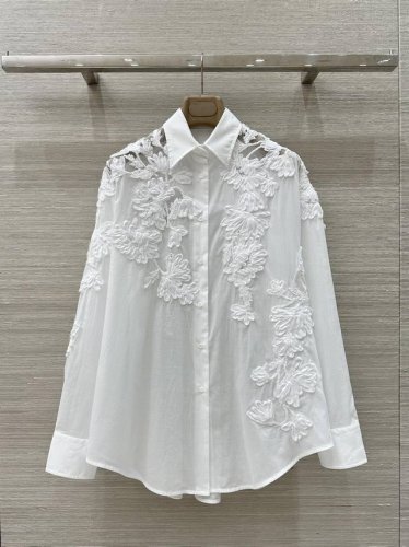 独家首发 原单品质 度假风限定单品，蕾丝大王 Es 25春夏新品！立体真丝花朵设计，超重磅手工蕾丝贴花，浪漫立体剪花刺绣衬衫！时髦宽松版型！原版重工艺定制纯手工
