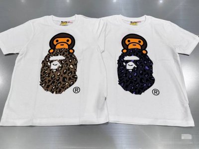 001035款A Bathing Ape 豹纹猿人卡通图案印花短袖 男女同款 码数Smlxlxxl 白黄，黑黄，白紫，黑紫