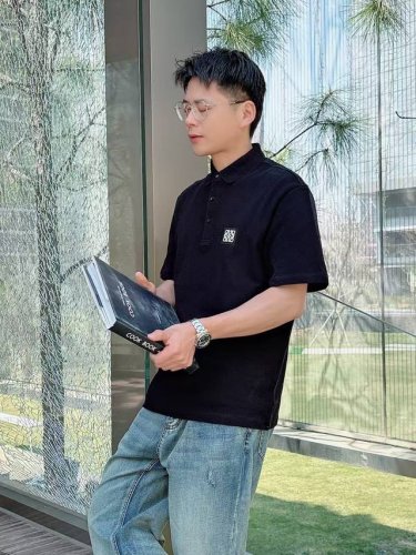 Jf58057Lewepolo系列 季度：2025春夏 颜色：黑色 白色 尺码: M-4Xl 版型：微阔版型 克重：220克重 珠地莫代尔polo 成份：100