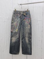 p290 acne Studios 25Ss 1981M糖果链条印花直筒牛仔裤 这款不属于真的，表面的牛仔斜纹和水洗泼墨全部以印花工艺呈现非常逼真，采用纯棉米白