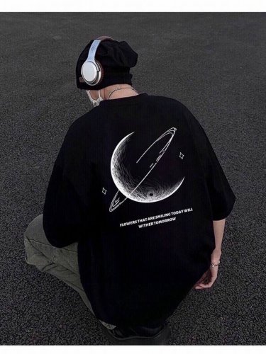 260G重磅纯棉 耐克 Nike 美式 后背月球印花短袖T恤 男女同款 情侣款 面料工艺： 1.260G重磅纯棉，100%棉，恰到好处的克重，上身有型不显轻飘，
