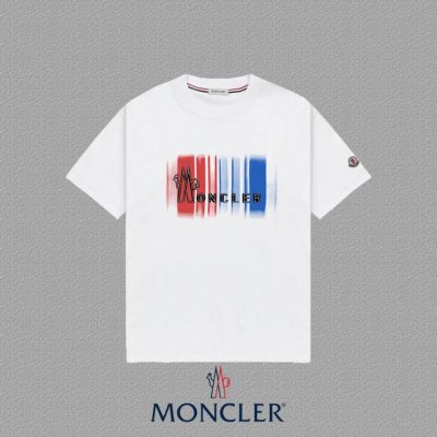 Moncler 蒙口] 2025Fw短袖T恤 徽章+Logo 高端26S双纱300克面料 重磅面料 定制拉架罗纹同缸同染 三标齐全 男女同款 颜色：黑色 白色