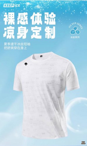 p100 Descente迪桑特 独家实拍上新夏季高品质冰感降温弹力冰丝短袖休闲速干T恤短袖，本季主打，货源充足，放心主推，高端品质，经典设计，做工出色，经典百