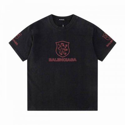 款号T37 巴黎世家 复古洗水做旧工艺 短袖T恤 男女同款 -采用原版280G100%纯棉面料 柔软舒适 螺纹同缸定染零色差 独家品质区别通货 欢迎对比 -颜色