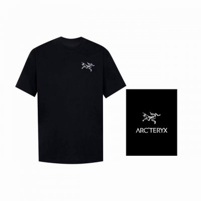 Ayc Teryx 始祖鸟] Fw短袖T恤 小鸟Logo刺绣 高端32S双纱280克面料 重磅面料 定制拉架罗纹同缸同染 三标齐全 男女同款 颜色 黑色 白色