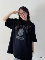 001039款A Bathing Ape Bape X Nbhd 联名款 Ss23 美式复古Logo字母印花宽松圆领短袖T恤 男女同款 码数Smlxlxxl 黑