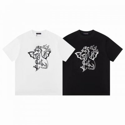 款F07 Lv Louis Vuitton 路易威登小火龙系列 腾龙字母刺绣短袖T恤 原版面料 高版本 高品质 采用15S平织优质棉280G纯棉面料，时柔软亲肤