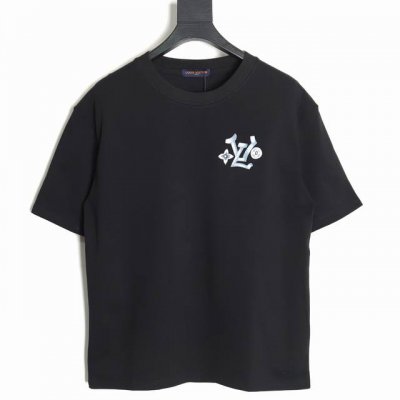 Louis Vuitton Lv 路易威登 24Ss 双花涂鸦印花短袖T恤 面料采用定制240G 26支特滑双股精棉平纹高密无尘全棉布料。前幅高密度加厚，走线平