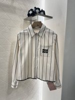 miumi*新品 条纹口袋衬衣