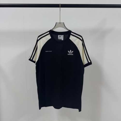 8629# Adidas 阿迪达斯 三叶草 25夏新款 绣花Logo前幅印花小标 针织拼接短袖T恤 强力推荐 店主自留款！大货大货出来啦！胸弟集美们给我冲它！