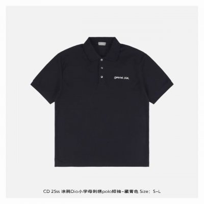 dior 迪奥 25Ss 涂鸦Dio小字母刺绣polo短袖-藏青色 原版定制 G全棉朱地布料 螺纹染色原版一致 进口机绣花工艺使得字母标识呈现出细腻 精美的效果