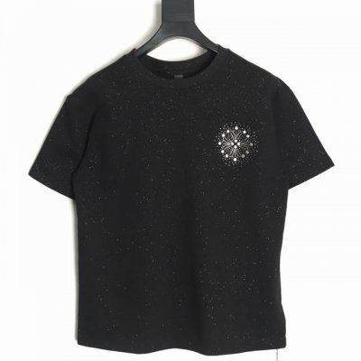 Chrome Hearts 克罗心 铆钉满钻短袖T恤 采用直喷进口机器印花 五金辅料均开磨定制 正确配置 黑色2025克罗心正品包装 克定制定染双纱棉 版型大