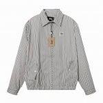 顶级版本 Stussy斯图西 25Aw日系工装复古Vintage竖条纹情侣拉链翻领复古宽松教练衬衫夹克外套 百搭四季款男女同款 好货不怕晚 注意我家采用原版定制