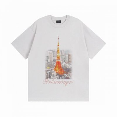 Balenciaga 巴黎世家2025 Ss 日本东京铁塔限定款前后片直喷印花磨烂水洗做旧 短袖T恤 本市场No.1的质量 真正天花板品质 全部原版开发注意细节