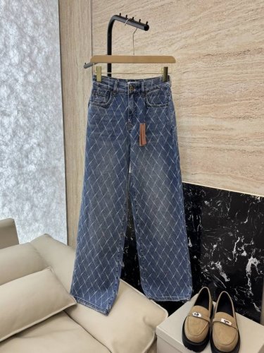 cx034#新款牛仔裤 Miu 家 网格纹印花 直筒显瘦牛仔裤 26-30码