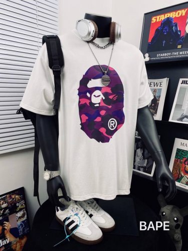 bape Summer Camp双面迷彩猿人头重工艺印花圆领短袖 高版本 猿人形象 260克优质高织纯棉面料 双纱精梳 质感柔软官网发售款 超级推荐 超人气单品