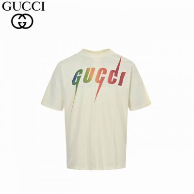 Gucc 古驰 24Fw 彩虹闪电 短袖 重磅240G定制32支原版面料 采用定制定染高克重原版面料 螺纹舒适不变形质感无敌 1：1原版开模 Zp开发完美还原原