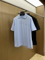 新品 Cd 高端品质 25Ss官网最新男士高端品P#Ada标识刺绣细节针织翻领Polo 羊毛混纺面料质感很好，A60穿着舒适亲肤， 颜色:黑色 浅蓝色 尺码:S