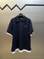 p210 Miu Miu 经典微标刺绣拼接Polo衫 采用210克双精疏棉股珠地布，50支液氨双股平纹面料，定制提花扁机罗纹，进口机刺绣 size：S M L