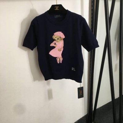 款号20251670 Polo Ralph Lauren 拉夫.劳伦新款 粉裙小熊刺绣图案短袖针织衫，白色，藏青色，灰色，红色，36 38 40 42， 42码