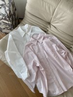 p290 25Ss春夏 韩系简约衬衣 太适合初春穿搭了 版型宽松廓形 落肩剪裁不挑人 线条干净利落的剪裁版型慵懒百搭 单穿叠穿皆有型 2色3码