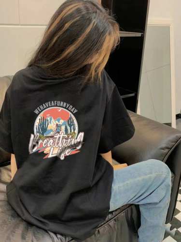 a263# 北面Tnf同步登山情侣印花男女同款情侣短袖 采用240克定制精梳纯棉，三针五线做工，领口定制螺纹不变形，领口包包边条，肩膀处内里带压条，做工面料细节