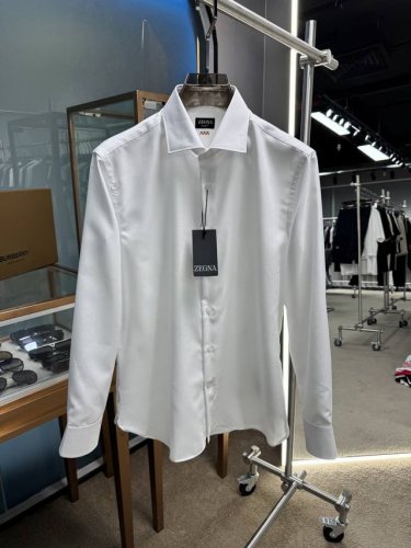 免烫成衣！！！ 2025Ss Ez Xxx系列 男士商务暗纹休闲长袖衬衫 Hk香港洋行渠道货，纯正血统品质，瑞士原产代工出品 白色暗纹Centoventimil