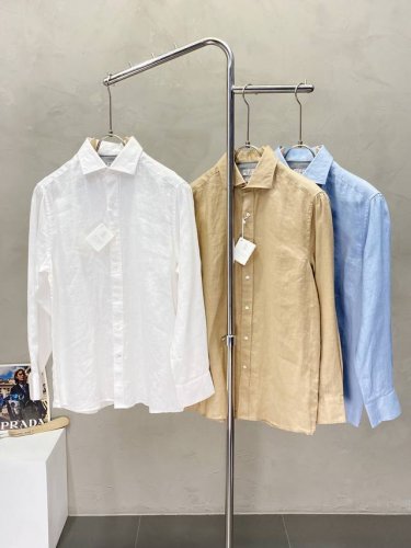 Bc-Brunello Cucineli 布鲁内洛 库奇内利独家专供春夏新款原单男士休闲衬衫 高端定制 高版本 时尚百搭爆款原版进口亚麻面料 领口衣摆 Logo