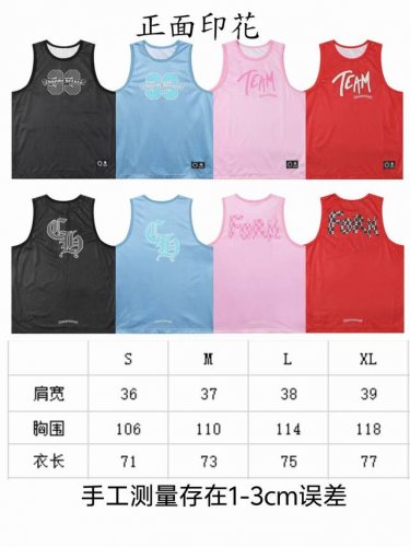 现货 p 2272 克罗马蹄梵文涂鸦网眼冰球服背心 夏季小众设计感两面穿 休闲百搭无袖T恤 男女同款 颜色：黑色 蓝色 大红 粉色 码数：S M L Xl