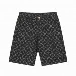 louis Vuitton 路易威登25Ss满印老花牛仔短裤 原版开发斜纹全棉提花丹宁牛仔材质，提花图型大小间距相同，图形宽窄一致，质感十足。红外线激光定位取花