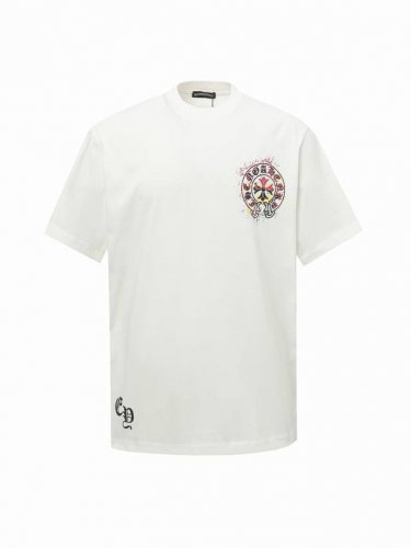 Chrome Hearts 克罗心Ch 喷绘印花短袖T恤 面料采用280克重精梳棉，定制32支1*1螺纹，成衣两遍水洗处理，面料舒适亲肤无异感，定制定染面料，纺