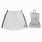 实拍图 顶级版本.官网品质 Balenci*Ga 巴黎.2025新款 巴黎联名Adidas 三叶草刺绣侧缝拉边条.袋口做隐形拉链短裤.砖柜同步.第一时间正品研制