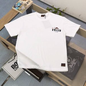 款号 F687 2025新款Evisu福神富士山不倒翁图案Logo字母印花休闲情侣短袖T恤 经典永远不会过时 人手必备款 230G纯棉精梳棉不起球不起毛 上手质
