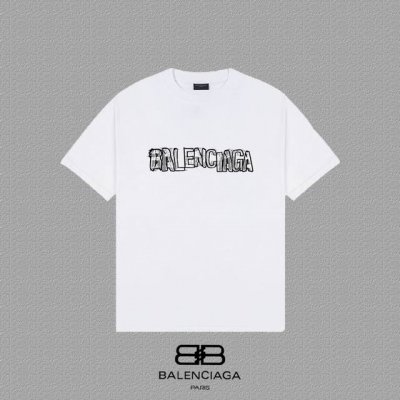 BALENCIAGA 巴黎世家 巴黎字母印花短袖T恤 定织定染300克精梳棉重磅面料 螺纹零色差 细节完美 区别市面通货版本 欢迎对比 男女同款 上图必卖款 颜